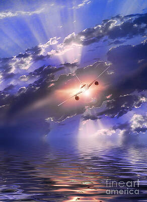 Wall Art - Photograph - Plane Over Water by Mike Agliolo
