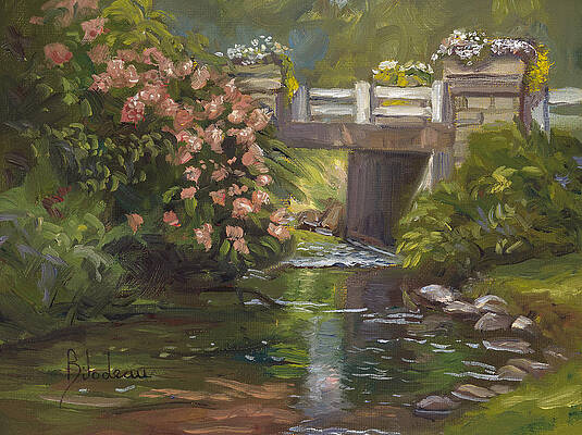 Bridge Over Stream in New England Print