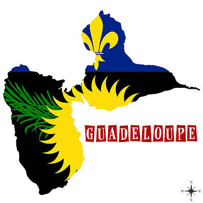 Wall Art - Painting - Political map of Guadeloupe by Celestial Images