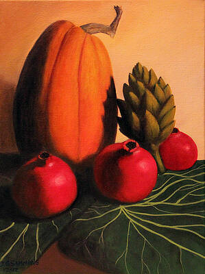 Pomegranates on Cabbage Leaves by Janet Greer Sammons Pomegranates on Cabbage Leaves by Janet Greer Sammons