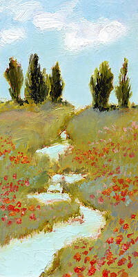 Poppies by a Stream by J REIFSNYDER Poppies by a Stream by J REIFSNYDER