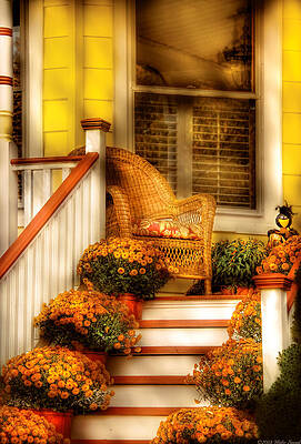 Wall Art - Photograph - Porch - In the light of Autumn by Mike Savad
