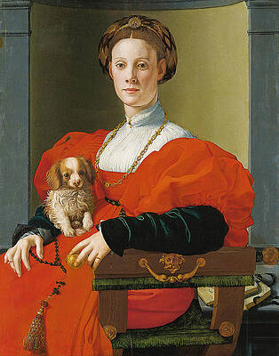 Portrait of a Lady with a Lapdog Print by Pontormo