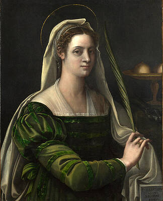 Portrait of a Lady with the Attributes of Saint Agatha Print by Sebastiano del Piombo