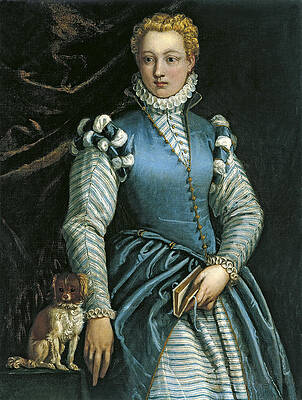Portrait of a Woman with a dog Print by Paolo Veronese