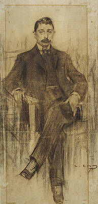 Portrait of Albert Rusinol Print by Ramon Casas