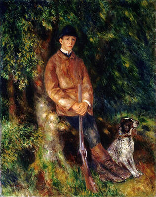 Portrait of Alfred Berard with His Dog Print by Pierre-Auguste Renoir