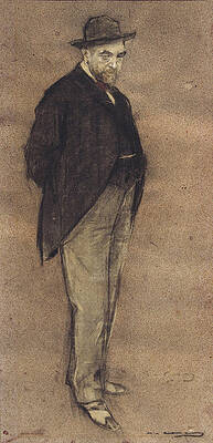 Portrait of Carles Gumersind Vidiella Print by Ramon Casas