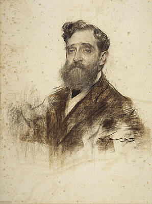 Portrait of Ignasi Janer Print by Ramon Casas