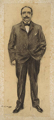 Portrait of Jean-Antoine Injalbert Print by Ramon Casas