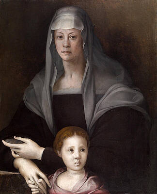 Portrait of Maria Salviati de' Medici with Giulia de' Medici Print by Pontormo