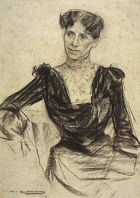 Portrait of Pauleta Pamies Print by Ramon Casas