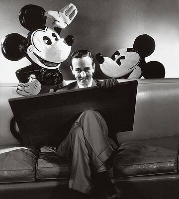 Wall Art - Photograph - Portrait Of Walt Disney Sitting With Open Cartoon by Edward Steichen