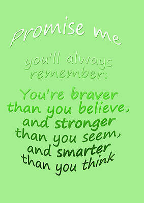 Nature Digital Art - Promise Me - Winnie The Pooh - Green by Georgia Clare