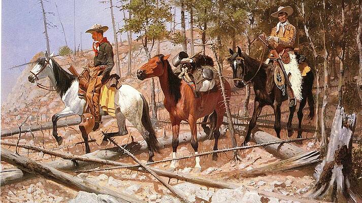 Wall Art - Painting - Prospecting For Cattle Range by Frederic Remington