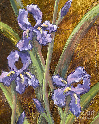 Purple Iris II with Gold Leaf by Vic Mastis Purple Iris II with Gold Leaf by Vic Mastis