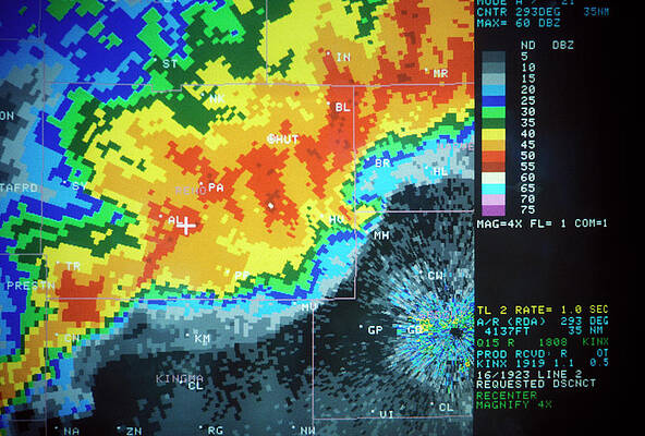 Wall Art - Photograph - Radar Image Of A Storm by Science Photo Library