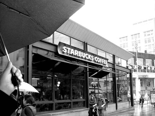 Rainy Day in Seattle BW by Connie Fox Rainy Day in Seattle BW by Connie Fox