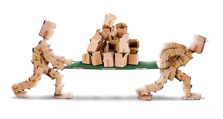 Recycling boxes by box characters and stretcher by Simon Bratt Recycling boxes by box characters and stretcher by Simon Bratt