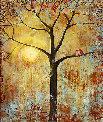  Painting - Red Birds Tree Version 2 by Blenda Studio