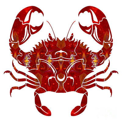 Wall Art - Digital Art - Red Crab Fantasy Designs Abstract Holiday Art by Omaste Witkowsk by Omaste Witkowski