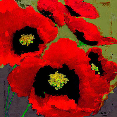 Red Poppies on Olive by Dale Moses Red Poppies on Olive by Dale Moses