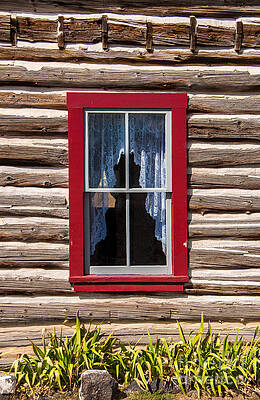 Wall Art - Photograph - Red Window Log Cabin - idaho by Gary Whitton