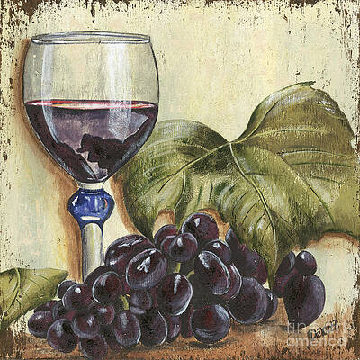 Wall Art - Painting - Red Wine And Grape Leaf by Debbie DeWitt