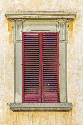 Wall Art - Photograph - Red Wood Weathered Window Shutter of Tuscany by David Letts