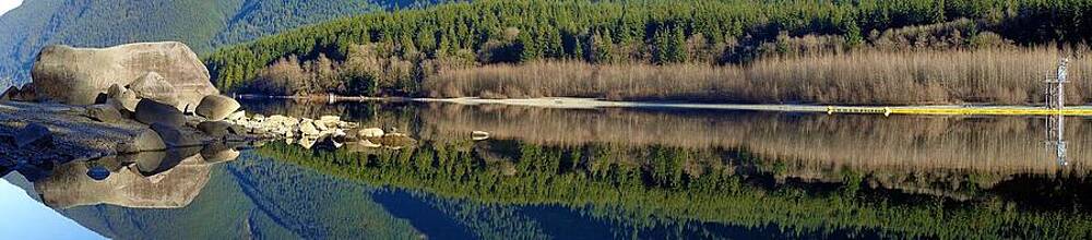 Reflected Alouette Lake Calm - Panoramic - Golden Ears Prov. Park, British Columbia by IAN MCADIE Reflected Alouette Lake Calm - Panoramic - Golden Ears Prov. Park, British Columbia by IAN MCADIE