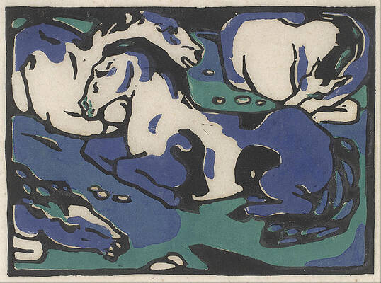 Resting Horses Print by Franz Marc