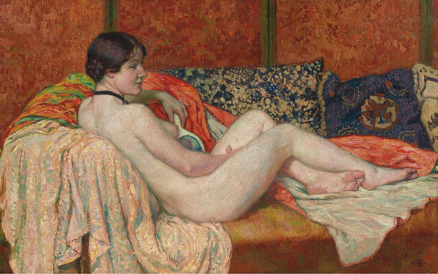 Resting Nude Print by Theo van Rysselberghe