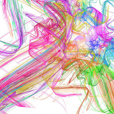 Wall Art - Digital Art - Ribbons And Curls White - Abstract - Fractal by Andee Design