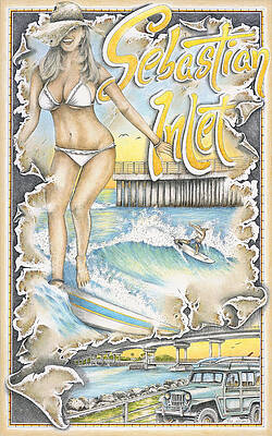 Wall Art - Drawing - Riding the Wave by Mike Williams