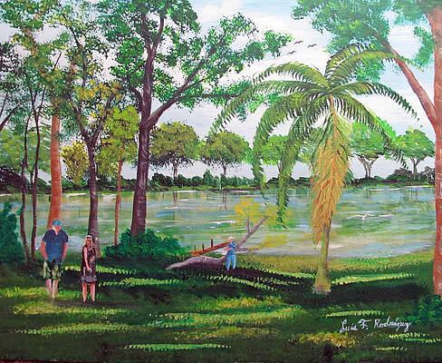 Wall Art - Painting - River Front by Luis F Rodriguez