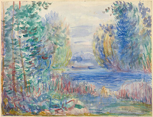 River Landscape 1890 Print by Pierre-Auguste Renoir