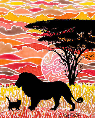 Wall Art - Drawing - Roars and Mews by Angel Cherney-Haring