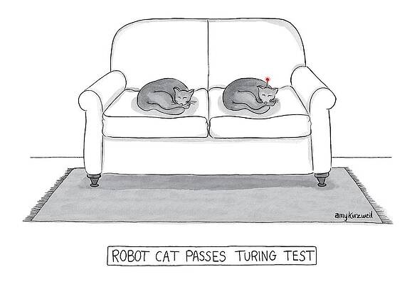 Wall Art - Drawing - Robot Cat Passes Turing Test by Amy Kurzweil