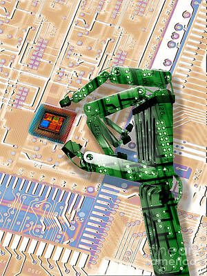 Wall Art - Photograph - Robot Hand And Chip by Mike Agliolo