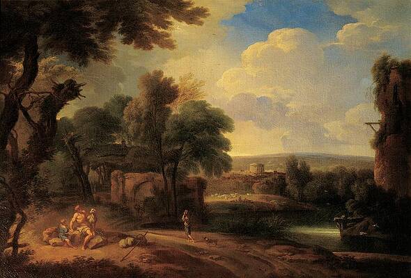 Wall Art - Photograph - Roman Artist, Landscape With Figures by Everett