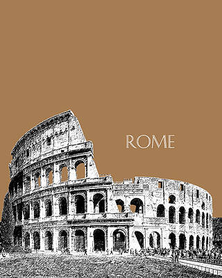 Wall Art - Digital Art - Rome Skyline The Coliseum - Brown by DB Artist