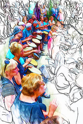 Wall Art - Mixed Media - Rows of Drummers by John Haldane