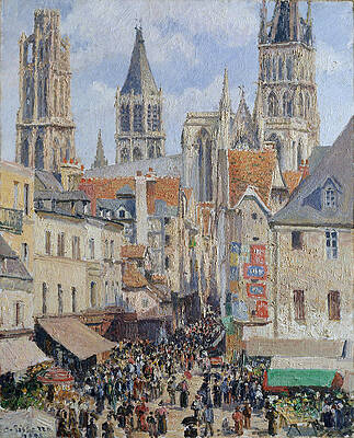 Rue De L'epicerie. Rouen. Effect Of Sunlight Print by Camille Pissarro