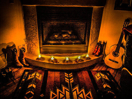 Rustic Fireplace by Richard Brown