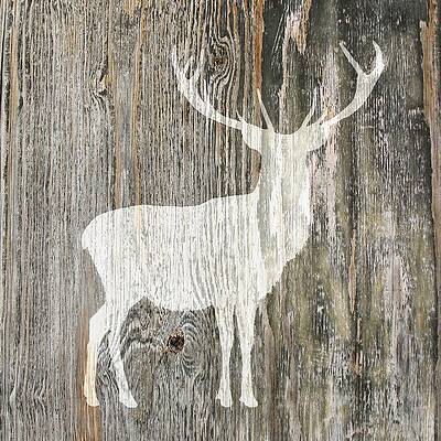 Rustic White Stag Deer Silhouette On Wood Right Facing by Suzanne Powers Rustic White Stag Deer Silhouette On Wood Right Facing by Suzanne Powers
