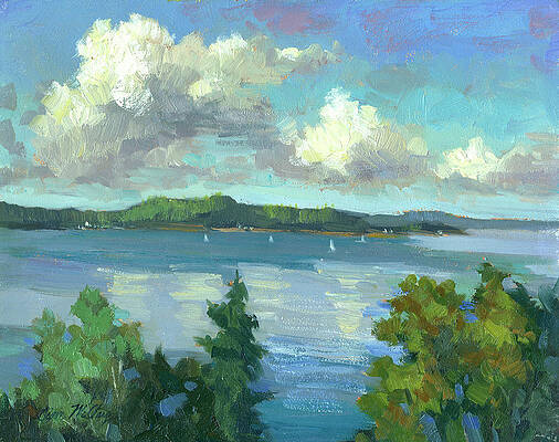 Wall Art - Painting - Sailing on Puget Sound by Diane McClary