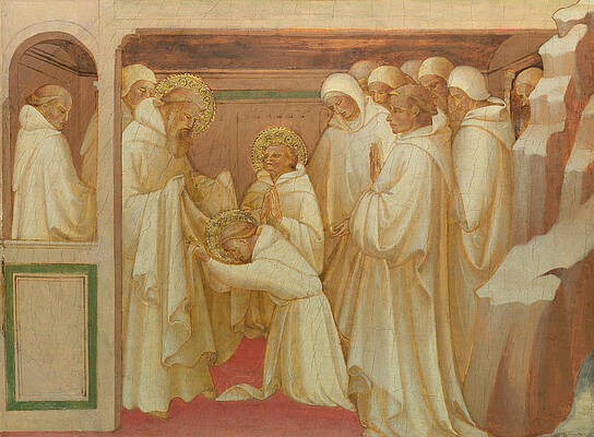 Saint Benedict admitting Saints into the Order Print by Lorenzo Monaco