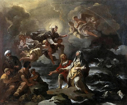 Saint Bridget saved from a Shipwreck by the Virgin Print by Luca Giordano