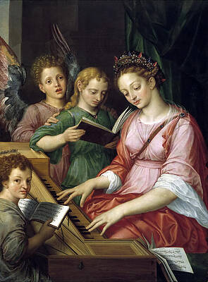 Saint Cecilia Print by Michiel Coxcie