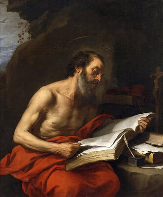 Saint Jerome Reading Print by Bartolome Esteban Murillo